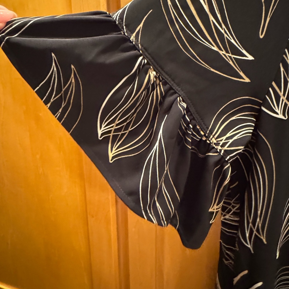 Chico’s A-line 3/4 black print dress size 3 (14-16) - Picture 3 of 5